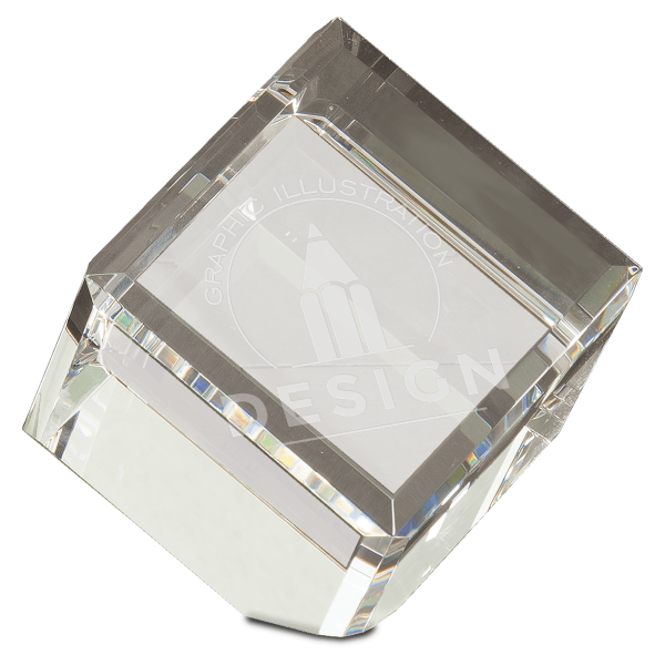 3 1/2" x 3 1/2" Crystal Cube Award - Image 2